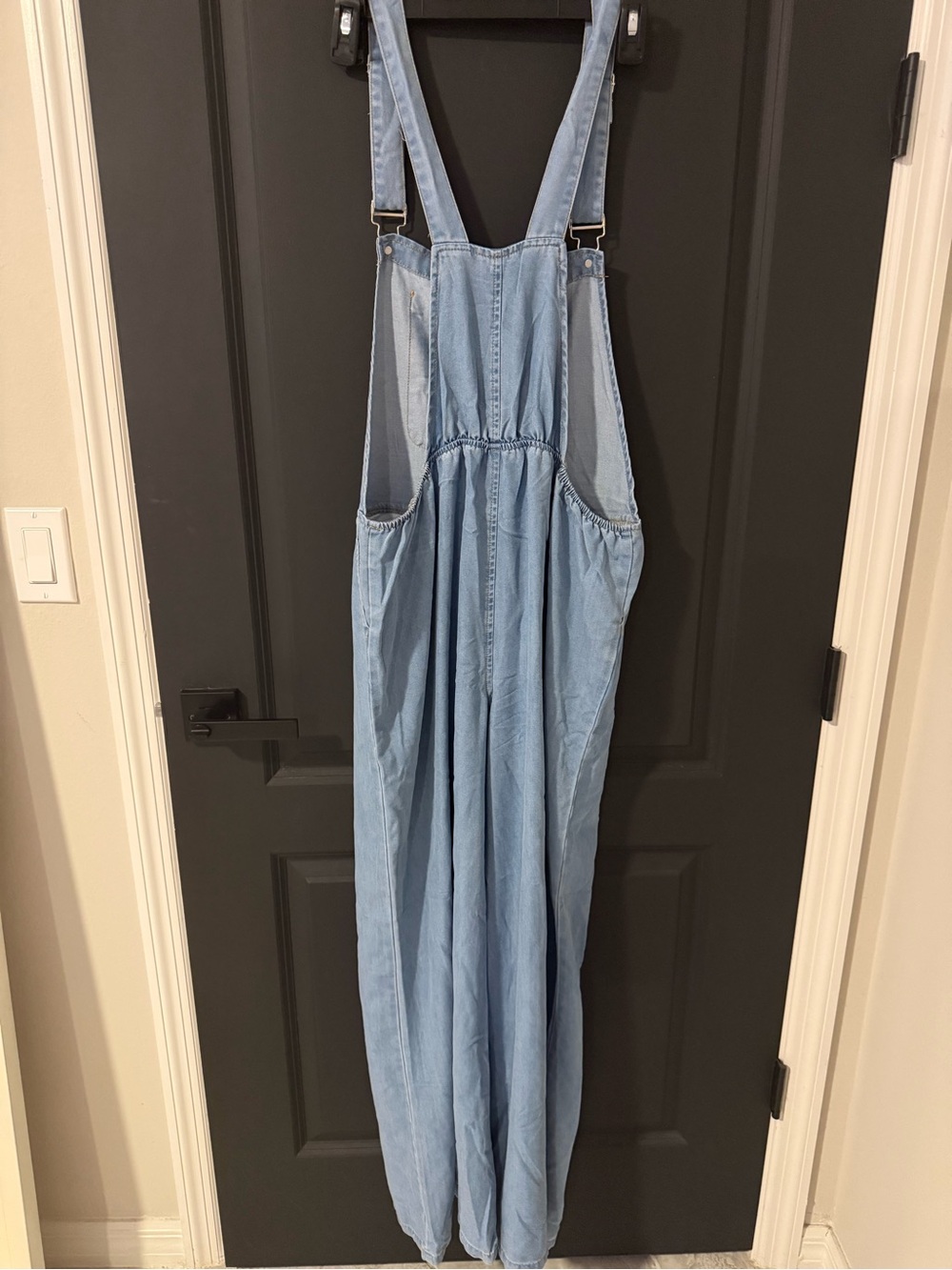 Light Blue Denim Overalls - Women's Casual Jumpsuit - Picture 2 of 3